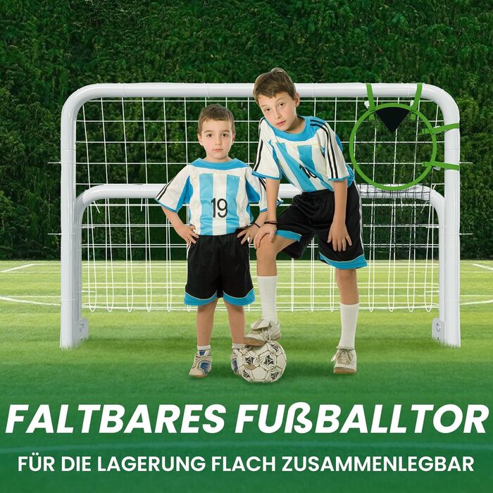 Міцний комплект футбольних воріт 4 розмірів для саду (180-365 см) Доступний як окремостоячий або складний варіант Зі сталевою трубою або ПВХ рамою Повний комплект для саду та парку 180120 см, металеві складні - Білий
