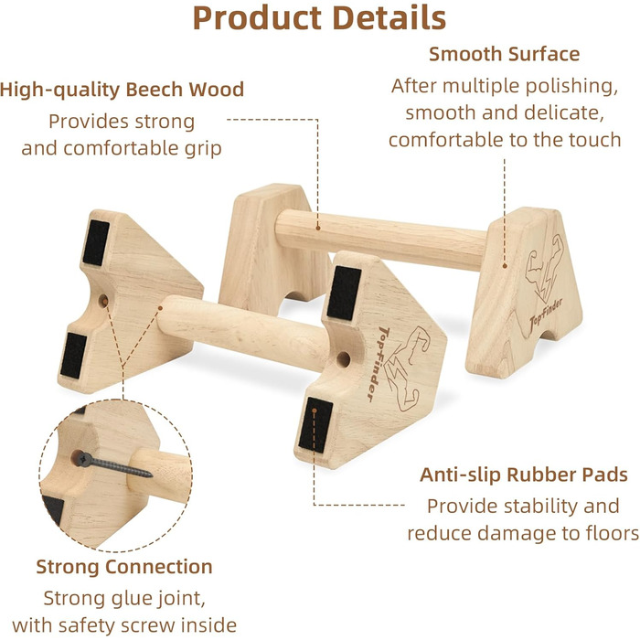 Дерев&39яні ручки для віджимань, паралелети, ручки для стійки на руках у калістеніці, опорні перекладини для віджимань, обладнання для калістеніки