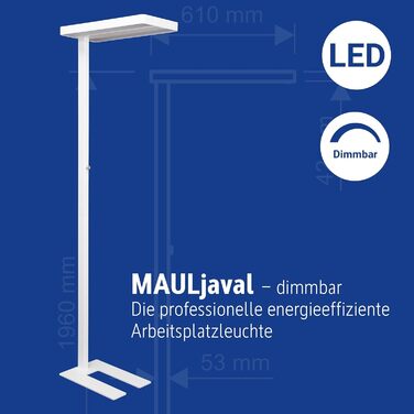 Світлодіодний затискач Maul Light Датчик MAULjaval Робоче світло з регулюванням яскравості для офісу Енергозберігаюча та зручна лампа з настільним затискачем з колірною температурою 4000К (Білий, підставка)