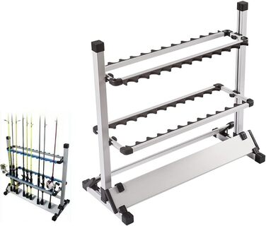 Підставка для вудки, тримач для вудки, підставка для вудки, тримач для вудки, підставка для вудки, підставки для вудки, портативний рибальський тримач на 24 вудки, алюмінієвий сплав, 73 см * 32,5 см * 72 см