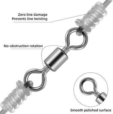 Вертлюги рибальські, вертлюги для лову форелі мікровертлюги для лову форелі для нахлисту, вертлюги з цільними кільцями бочки рибальські вертлюги аксесуари для риболовлі вертлюги для запобігання заплутуванню волосіні, 100 шт.