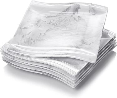 Серія Флора, 6 предметів Набір мармурових порцелянових плоских тарілок Обідня тарілка Обідня тарілка 10,25 дюйма / 26x27x2,5 см дл