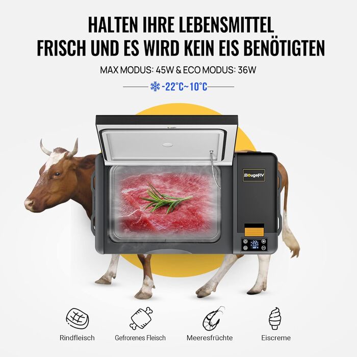Компресорний холодильник BougeRV CRPRO 12v, 29-літровий автомобільний холодильник (22 10), 12/24V DC &110-240V AC портативний авто