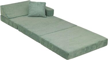 Дитяче крісло-реклайнер KiddyMoon з поролоновою подушкою, дитяче крісло, дитяче крісло для дитячої кімнати, розкладний матрац, матрац, крісло-реклайнер, затишне крісло, зелений дитячий диван з подушкою