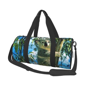 Спортивна сумка, дорожня сумка, принт Ведмідь, малюнок Коала, сумка для подорожей на ніч, Чорний колір, універсальний розмір, дорожня сумка