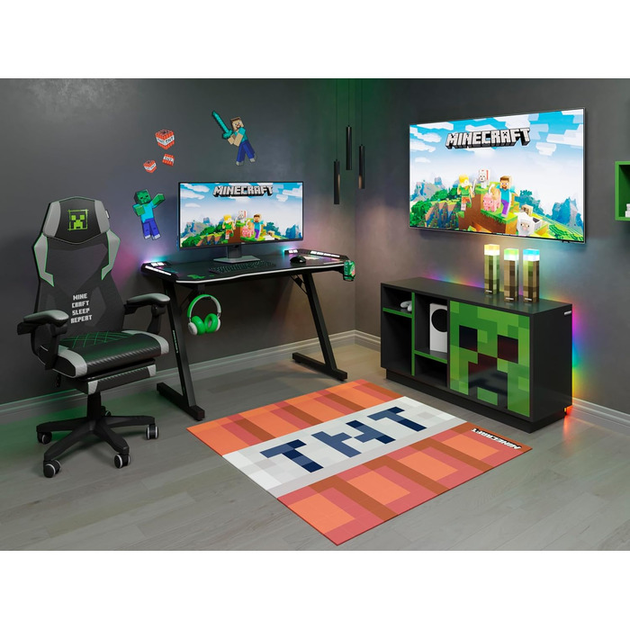 Стіл Minecraft, дерев&39яний композит, чорний карбоновий вигляд, 120x74x60