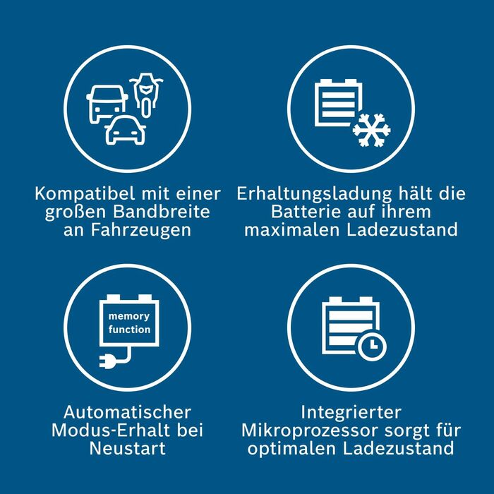 Зарядний пристрій Bosch C70, 10 ампер, з функцією крапельного заряду - Автомобільний зарядний пристрій для свинцево-кислотних, AGM