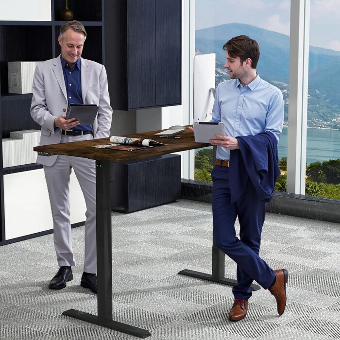 Електричний стіл з регулюванням висоти 16060 см, комп&39ютерний стіл, 3 функції пам&39яті, гладка поверхня, порт Type-C, органайзер для кабелів, гачок для навушників та підсклянник, вінтажний коричневий 160 x 60 см вінтажний коричневий