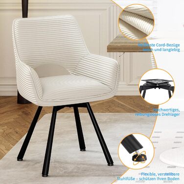 Обідній стіл з 4 стільцями, дерев&39яний обідній стіл 140x80x76 з темною стільницею, обідній стілець, що обертається на 360, з підлокітниками, гарнітур для кухні, вітальні та їдальні, сучасний м&39який стілець бежевого кольору, 4 бежевого кольору, стіл з 