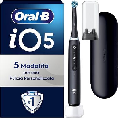 Чорна електрична зубна щітка з підзарядкою, 1 насадка, 1 дорожній футляр, 1 щітка, 5N