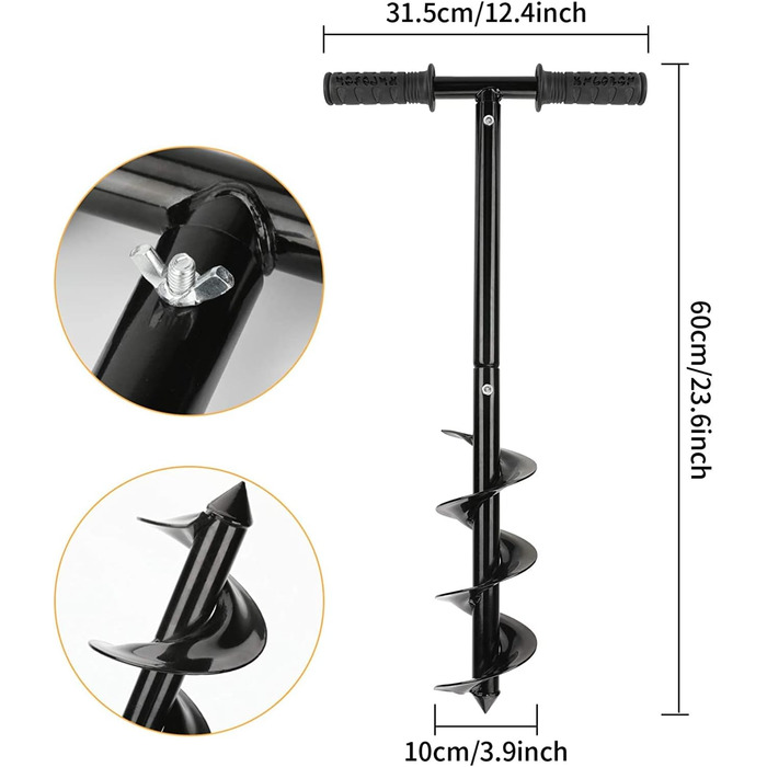 Набір ручного бура Garten, Ø 100 мм бури для землі, стовпів, спіральний бури для швидкої посадки, бури для огорож та інструмент для висадки дерев 100 мм