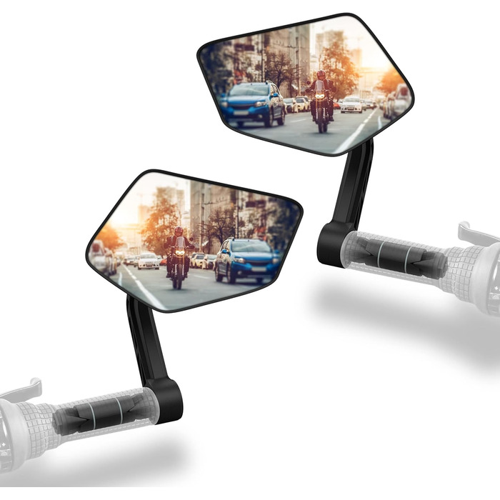 Велосипедне дзеркало з надзвичайно великою відбивною поверхнею ударостійке справжнє скло дзеркало на кермо велосипеда для електровелосипедів дзеркало заднього виду для електровелосипедів, складне (лівий правий кінець керма)