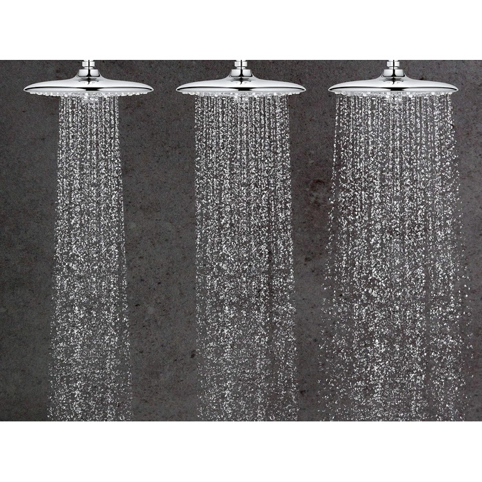 Душовий набір GROHE Vitalio Joy 260 без змішувача, економний (8 л/хв), з верхнім душем (3 режими струменя) та штангою 74 см, хром, 27421002, Ø 260 мм