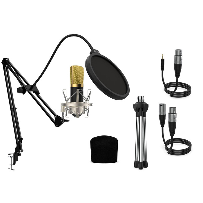 Студійний набір мікрофонів Audibax Berlin 1800 Gold Pro Pack мікрофон, стійка, поп-фільтр та кабелі