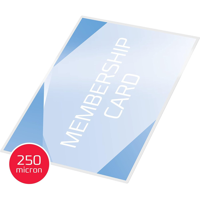 Ламінувальні пакети GBC, малий формат 54 x 86 мм, 250 мкм, ідеально підходять для посвідчень особи та іменних бейджів, міцні ламінувальні пакети в упаковці по 100 шт. , глянцеві, прозорі, 3740430 54 x 86 мм 250 мкм