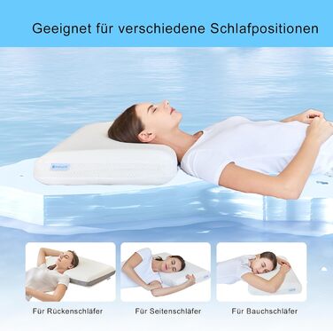 Ортопедична подушка з піни з ефектом пам&39яті 70x42x10 см, подушка для підтримки шиї для сну на боці, 2 в 1 середньої жорсткості та м&39якої, двостороння ергономічна подушка зі знімним чохлом, сертифікована Oeko-Tex, біла