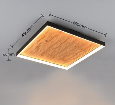 Стельовий LED-світильник Trio Leuchten Kalea 655510130, матовий чорний метал та сосна, 41 Вт, Switch Dimmer, колір дерева
