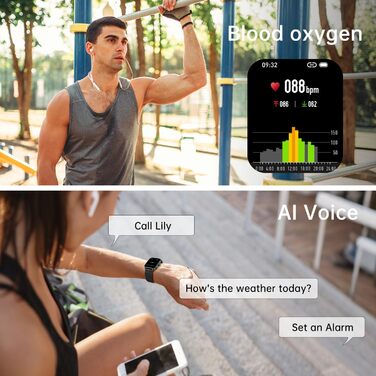 Розумний годинник для чоловіків та жінок з функцією телефону Bluetooth-годинник з функцією дзвінків, водонепроникний розумний годинник, фітнес-трекер з монітором серцевого ритму, монітор сну, крокомір, спортивний годинник, Android/iOS, чорний