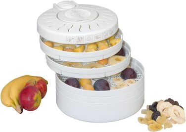 Дегідратор Clatronic DR 2751, 250 Вт із захистом від перегріву, сушить фрукти, овочі, зелень, м'ясо та багато іншого, змінне використання завдяки 5 рівням, які можна штабелювати, DR 2751 Single