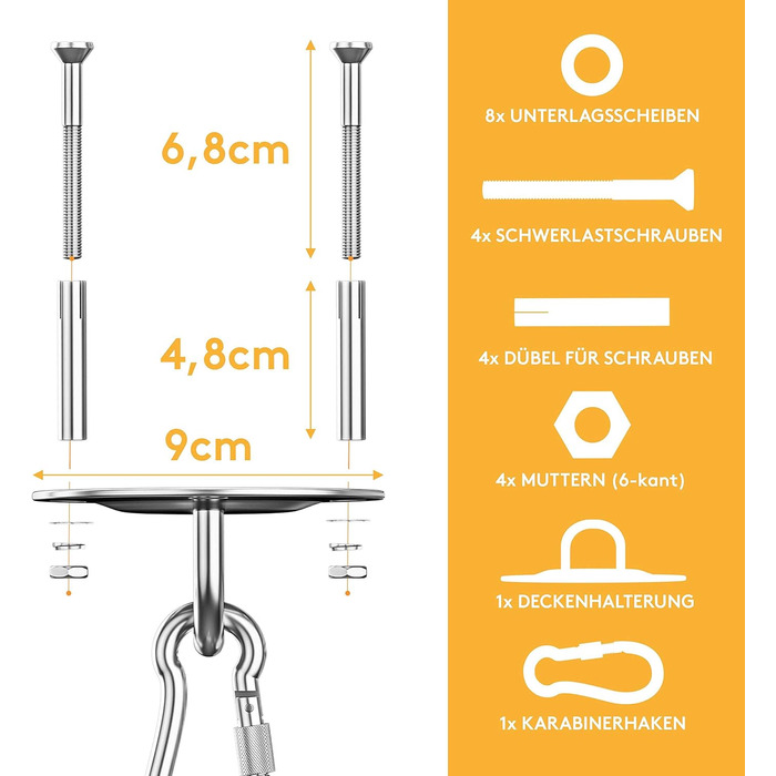 Стельовий гачок MEISTERFAKTUR для боксерських груш - Вантажопідйомність 500 кг - Вибухозахищений тримач для боксерських груш - Іде