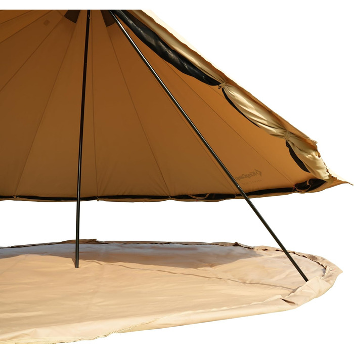 Намет для глемпінгу KingCamp, намет-дзвін для 6-12 осіб, 4-6,7 м, чиста бавовна/TC бавовна, водонепроникний, сімейний намет для відпочинку на природі з ПВХ-підкладкою, фестивальний намет для сімей та кемпінгових груп KHAN 4M T/C 210g Base Camp