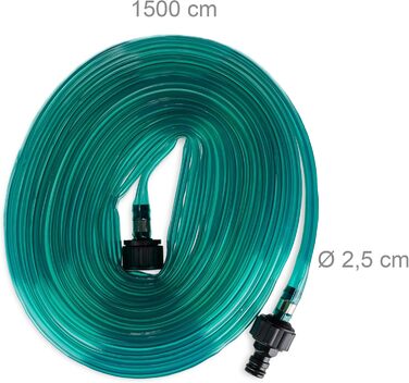 Поливальний шланг-плоский, 15 метрів, з отворами для саду, готовий до підключення, зелений