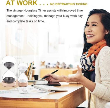 Пісочний годинник SuLiao для Uten, Поворотний на 720, Старовинний білий пісочний годинник, Вінтажний пісочний годинник 1 Hora Reloj de Arena, Великий метал, Пісочне скло, Офіс, Письмовий стіл, Дім, Весільне оформлення (Чорний, ЧОРНИЙ-30 хв і БІЛИЙ-5 хв)