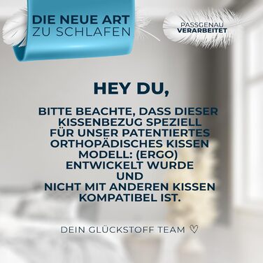 Наволочка Glckstoff для ортопедичної подушки з охолоджувальним та зігріваючим ефектом з бамбукового волокна та спандексу М&39яка та затишна Змінний чохол Сірий Версія Змінний чохол Ergo Grey