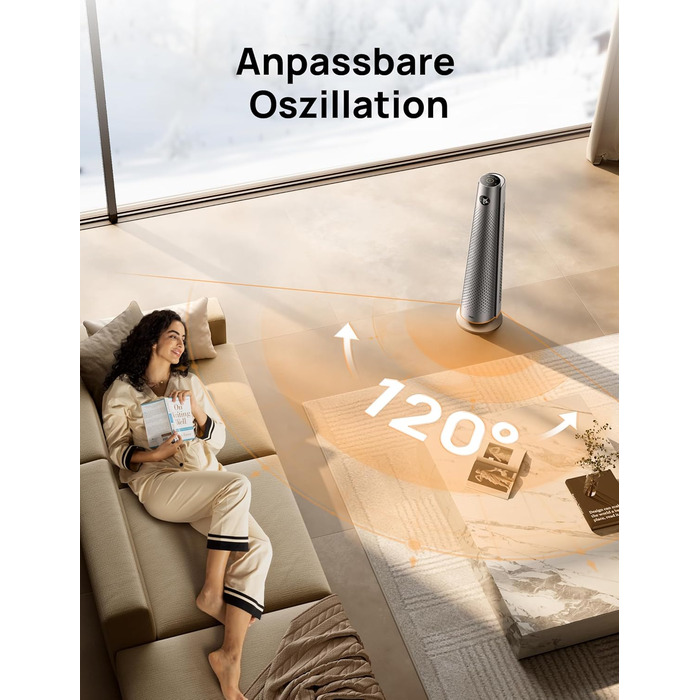 Енергозберігаючий електричний обігрівач Dreo, 2000 Вт з пультом дистанційного керування, тихий 25 дБ, коливання 120, термостат, 5 налаштувань нагріву та 3 швидкості вентилятора, 7-позиційний захист, 12-годинний таймер, керамічний нагрівач PTC, сріблястий