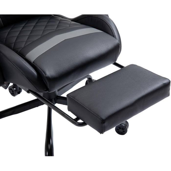 Ігрове крісло Delman, гоночне крісло, офісне крісло, комп&39ютерне крісло, масажна функція з 6 точками вібрації, крісло керівника зі штучної шкіри, ергономічна підставка для ніг 12-0037 (сірий колір)