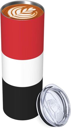 Кухоль з прямою трубочкою, принт єменського прапора, дорожній кухоль, підходить для кемпінгу, офісу та дому, 590 мл