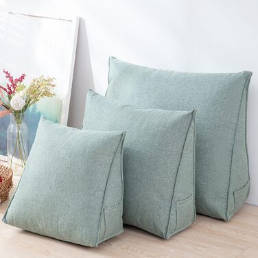 Універсальна подушка для спини 40 см/47 см/60 см Ергономічна клиноподібна подушка для ліжка/дивана, подушка для поперекової підтримки, трикутна подушка для читання, пляжна подушка зі знімним чохлом, який можна прати, бічна кишеня, зелена, 47x40x18 см 47x4