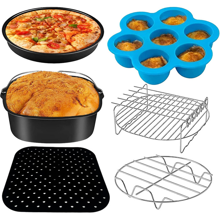 Аксесуари для фритюрниці 5.5 л квадратні, аксесуари для фритюрниці 5.5 літрів XXL Посуд Форма аксесуарів підходить для фритюрниці COSORI Ninja CECOTEC INNSKY Philips 5.5 л 6 л 6.2 л. Чорний С3