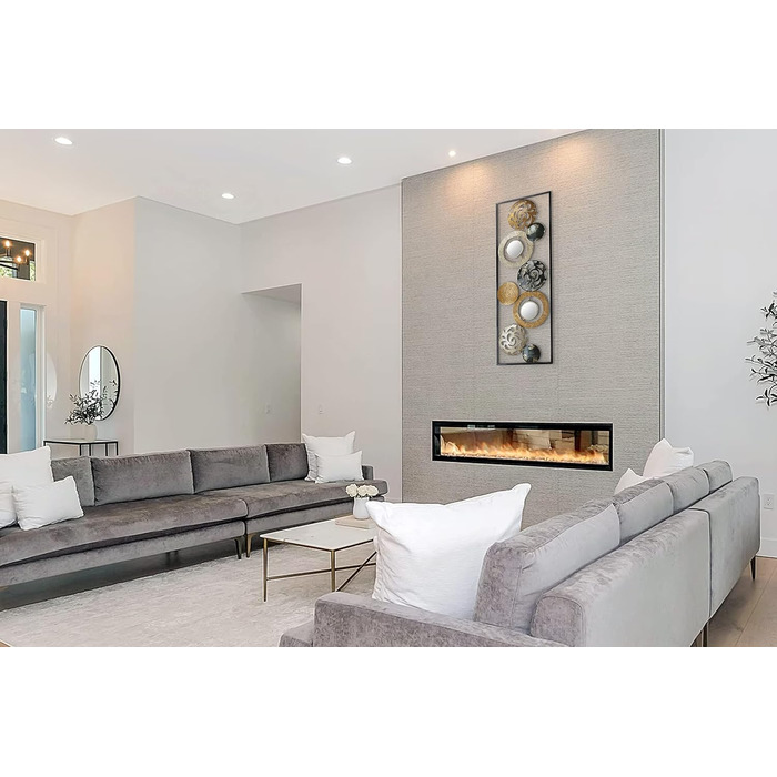 Металевий фотошпалери Kobolo настінне оздоблення металевий малюнок - з кільцями, колами та дзеркалами - 90x31 см