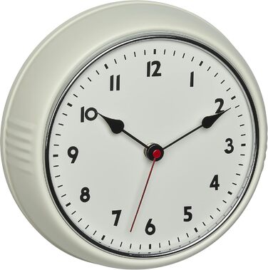 Ретро-настінний годинник TFA Dostmann Retro Funk-Wanduhr, 60.3541.09, вінтажний аналоговий годинник з металу, бежевий, 240 x 68 x 240 мм