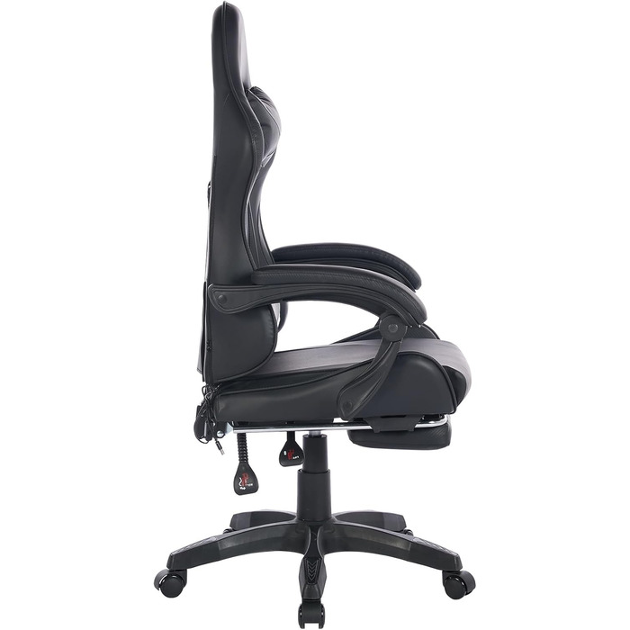 Ергономічне ігрове крісло з поворотом на 360 у гоночному дизайні, шкіряне офісне крісло з високою спинкою, регульованою висотою, з підставкою для ніг, підголівником та поперековою опорою для офісу та ігор (чорне) Чорний