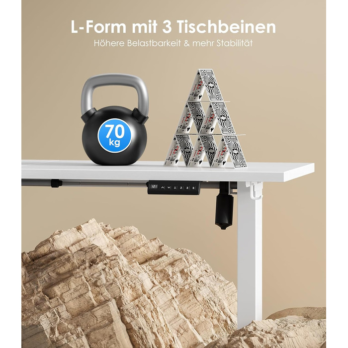 Подібний стіл OffiGo з регульованою висотою, 160 x 120 см, стіл з електричним регулюванням висоти, кутовий стіл, ергономічний стіл для роботи сидячи та стоячи, комп&39ютерний стіл, білий, 160 x 120 см