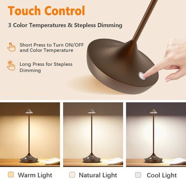 Світлодіодна акумуляторна настільна лампа Акумуляторний набір з 2 шт. , сучасна алюмінієва акумуляторна настільна лампа з можливіс