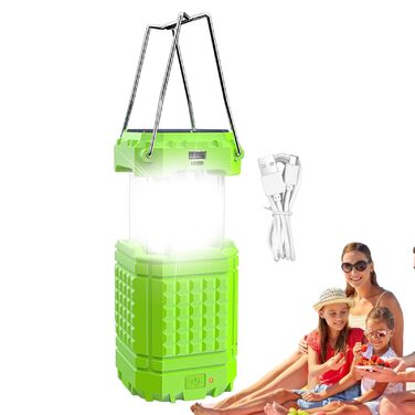 Сонячний ліхтар для кемпінгу Ліхтарі для кемпінгу Ліхтар для намету, яскраві сонячні ліхтарі для кемпінгу Акумуляторний водонепроникний портативний ліхтар ємністю 3000 мАг для подорожей, походів, піших прогулянок, автомобіля, флуоресцентно-зелений