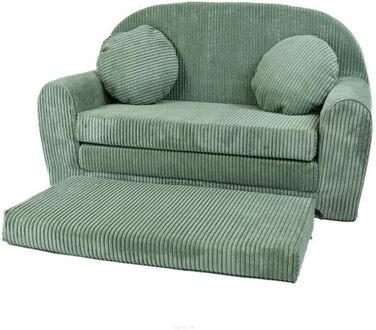 Дитячий диван, Складаний, М&39який - Ігровий диван з розсувною функцією 96x57x48 см - Дитячий диван з функцією сну - М&39який розкладний диван, сертифікований Oeko-TEX, вкл. 2 подушки, Світло-зелений