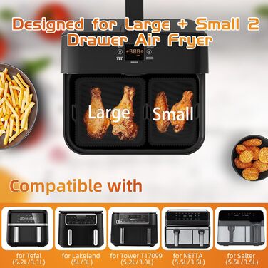 Аксесуари для фритюрниці Фритюрниці для Tefal 5,2 л/3,1 л, Tower T17099, Lakeland 5 л/3 л, Salter 5,5 л/3,5 л, NETTA 9 л, силіконові вставки для фритюрниці для Tefal Easy Fry та аксесуари для гриля