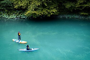 Каяк Spinera Tenaya 1/2/3 особи Міцний матеріал SpinTex Підлога Drop Stitch Сидіння з технологією повітряної подушки Стабільний та легкий Ідеальний універсальний та туристичний каяк Рюкзак преміум-класу аксесуари Tenaya 120, 345 x 87 см