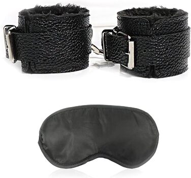 Наручники Секс-ліжко Плюш і маска для очей, Набір обмежень для звязування, Наручники Секс-ліжко з завязаними очима, Жорсткі іграшки для BDSM, Секс-набір обмежень, Набір обмежень для BDSM, Секс-іграшки Обидва