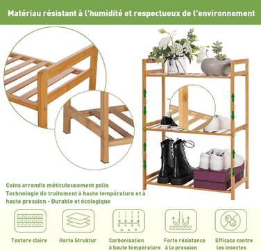 Полиця з 3 полицями, бамбукова полиця 51 x 25 x 71 см, полиця для зберігання з бамбука, як кухонна полиця, полиця для ванної кімнати, книжкова полиця, полиця для взуття, дерев&39яна полиця для ванної кімнати, кухні, вітальні, балкону