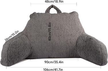 Подушка для читання, спинна подушка для ліжка та дивана з підлокітниками, поперекова опорна подушка з піни з ефектом пам&39яті з підлокітником, ідеально підходить для читання, перегляду телевізора, відпочинку або як опора для спини (сіра)