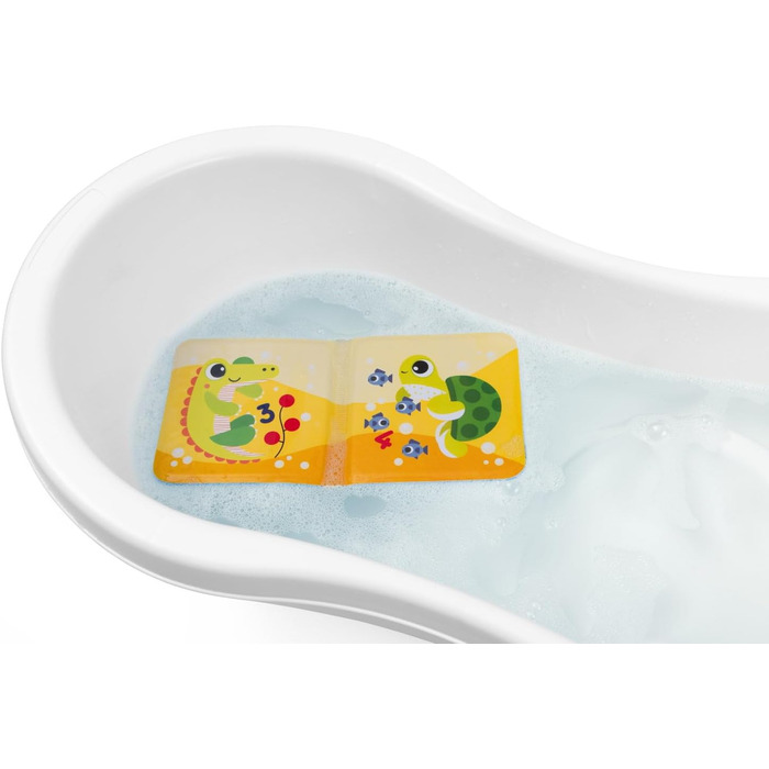Книжка для купання Chicco з м'якого пластику вивчаємо цифри, кольори та тварин. Легка, зручно відкривається, змінює колір у воді. Для діток від 6 до 36 місяців.