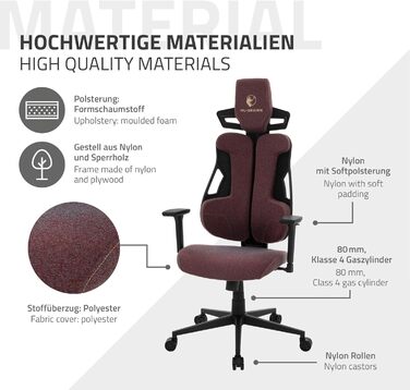 Ігрове крісло ML-Design, тканина, червоне, ергономічне офісне крісло, 3D підлокітники, підголівник, поперекова підтримка, індивідуально регульоване ігрове крісло, геймерське крісло, комп&39ютерне крісло, письмове крісло для домашнього офісу