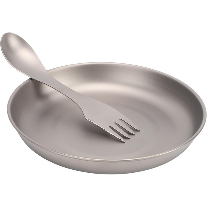 Набір посуду для кемпінгу Taidda 3-в-1, виделка-ложка-різак із зубчастим лезом та легкою пластиною з титанового сплаву, що штабелюється для походів, походів з рюкзаком, пікніків та