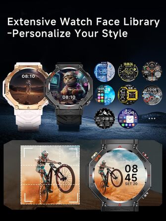 Смарт-годинник для чоловіків, військовий смарт-годинник 2026 року, спортивний годинник, фітнес-годинник 1,39 дюйма для Android та iOS, водонепроникний фітнес-трекер з функцією телефону/серцевий ритм/AI/ChatGPT/понад 100 спортивних режимів, класичний