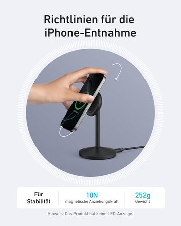 Бездротова зарядна станція Anker MagGo, 15 Вт Qi2 для MagSafe, підставка з кабелем USB-C, магнітний зарядний пристрій для iPhone 1